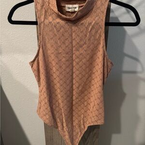Nordstrom Tan Asymmetrical Sleeveless Bodysuit